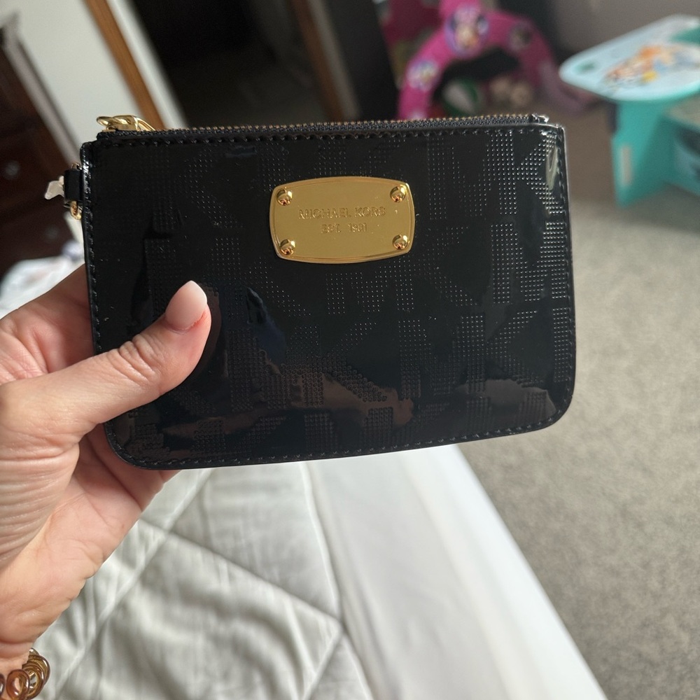 Michael Kors Black Patent Wristlet with Gold Accents - Picture 2 of 4
